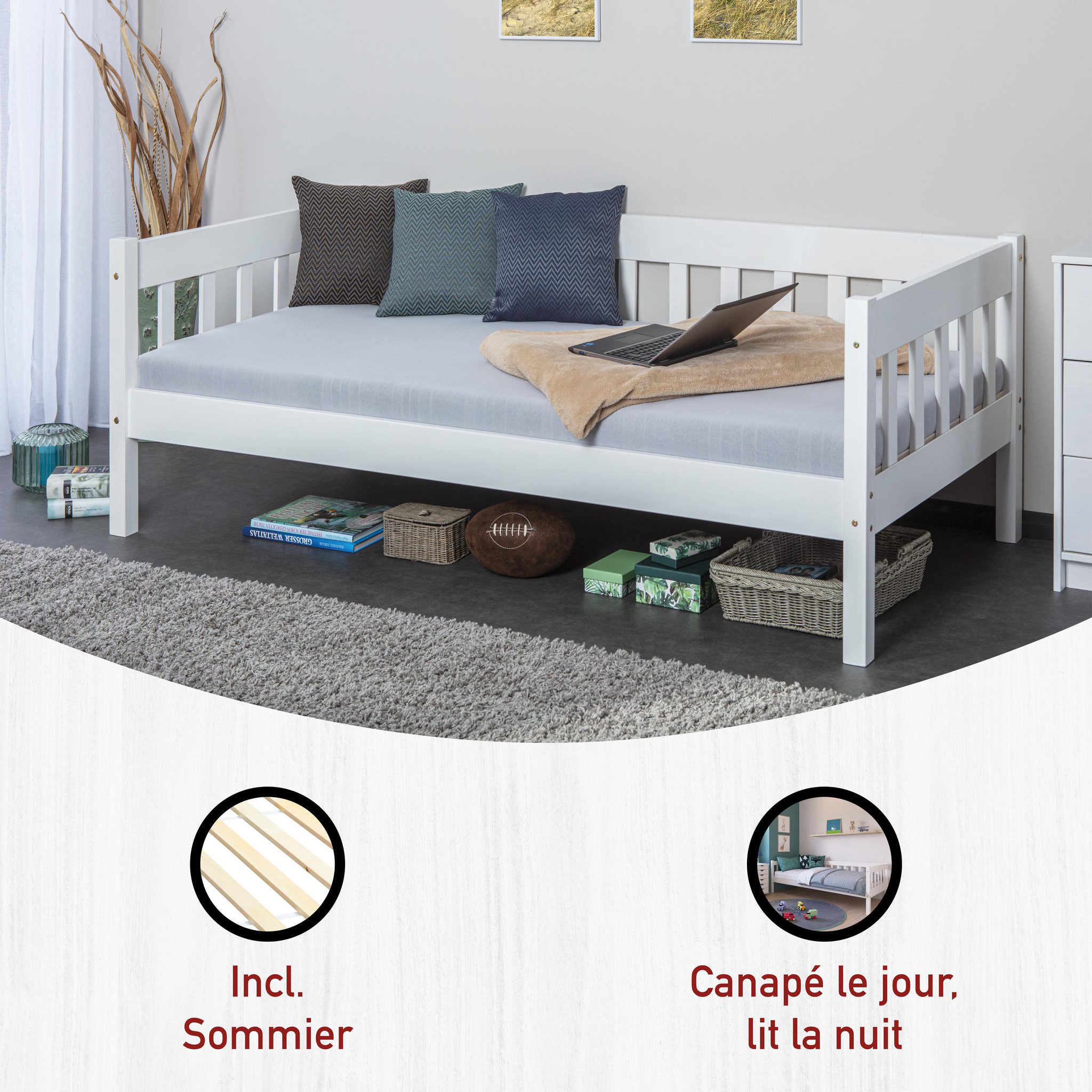 Voir la diapositive 4 : INTERLINK Lit simple Sintro 90 x 200