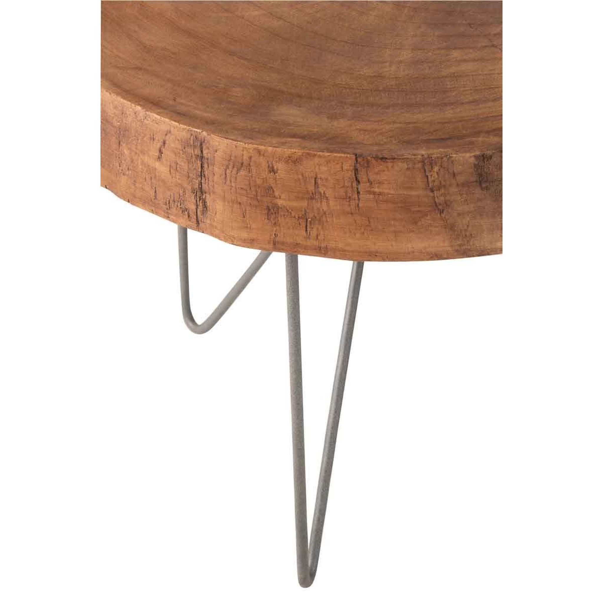 Voir la diapositive 2 : J-LINE Lot de 2 tables d'appoint  wood paulownia  50cm marron
