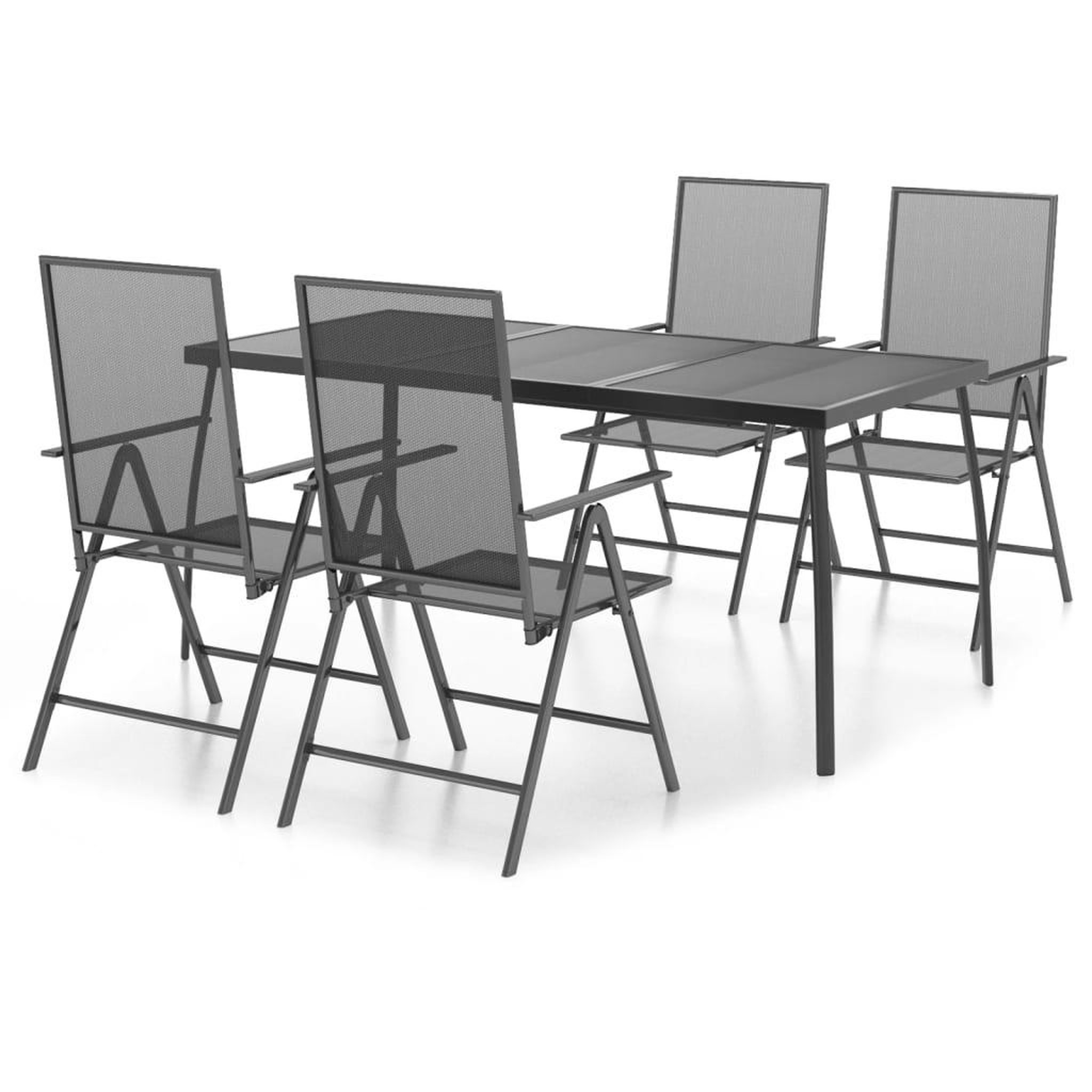 Voir la diapositive 2 : VIDAXL Ensemble a manger de jardin 5 pcs anthracite acier