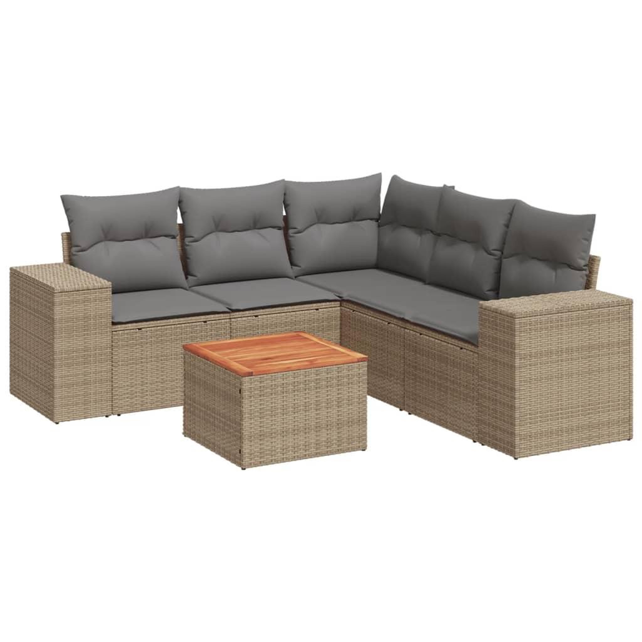 Voir la diapositive 2 : VIDAXL Salon de jardin avec coussins 6 pcs beige resine tressee