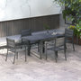 Voir la diapositive 2 : OUTSUNNY Ensemble salon de jardin 4 personnes 5 pièces table manger extensible anthracite