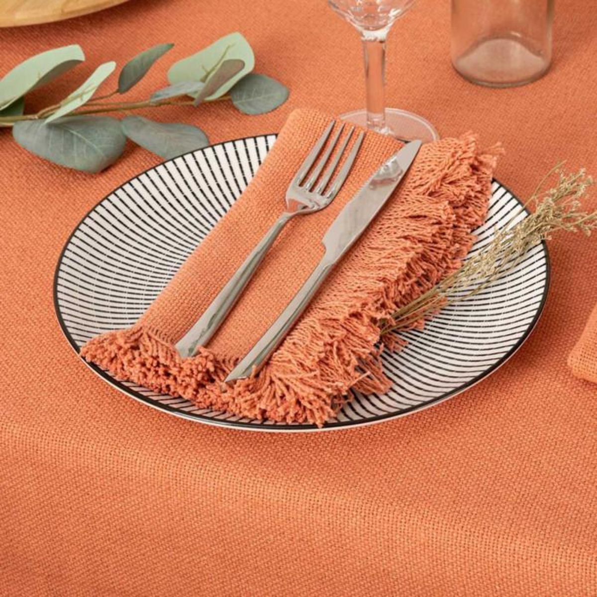 ATMOSPHERA Lot de 2 Serviettes de Table  Maha  40x40cm Terracotta