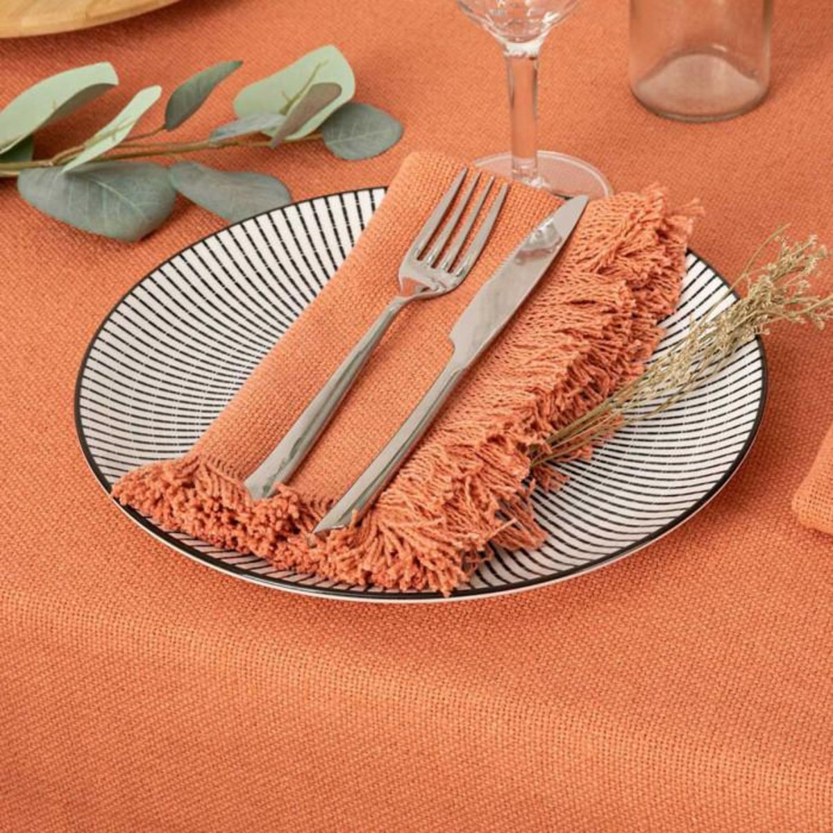 ATMOSPHERA Lot de 2 Serviettes de Table  Maha  40x40cm Terracotta