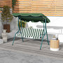 Voir la diapositive 4 : OUTSUNNY Balancelle de jardin 3 places coussins assise dossier vert blanc rayé