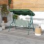 Voir la diapositive 4 : OUTSUNNY Balancelle de jardin 3 places coussins assise dossier vert blanc rayé