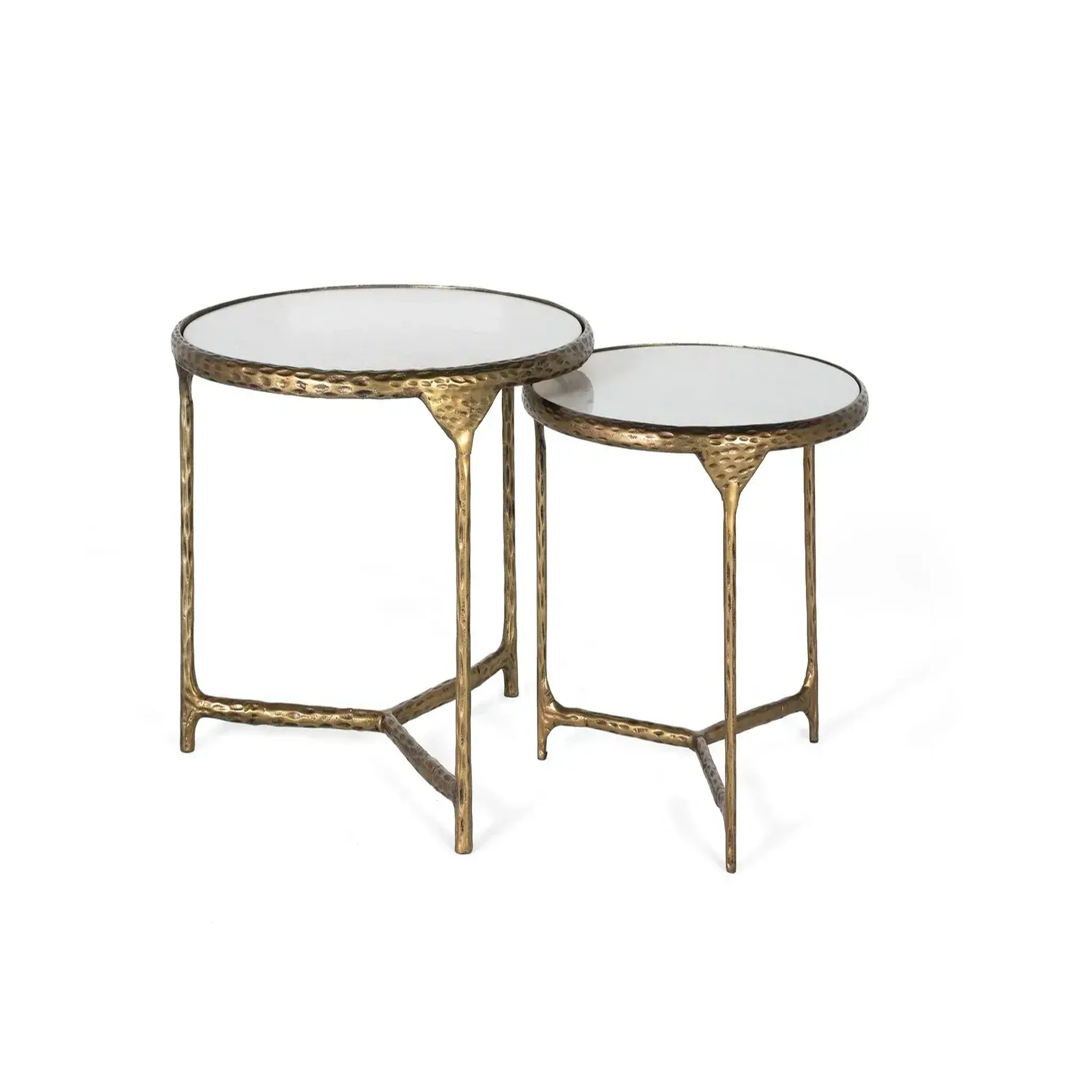 GINER Y COLOMER SL Lot de 2 tables basses de marbre grand 74 cm, petite 60 cm style moderne élégant