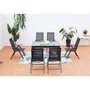 CONCEPT USINE Salon de jardin extensible gris en alu + 6 fauteuils BRESCIA