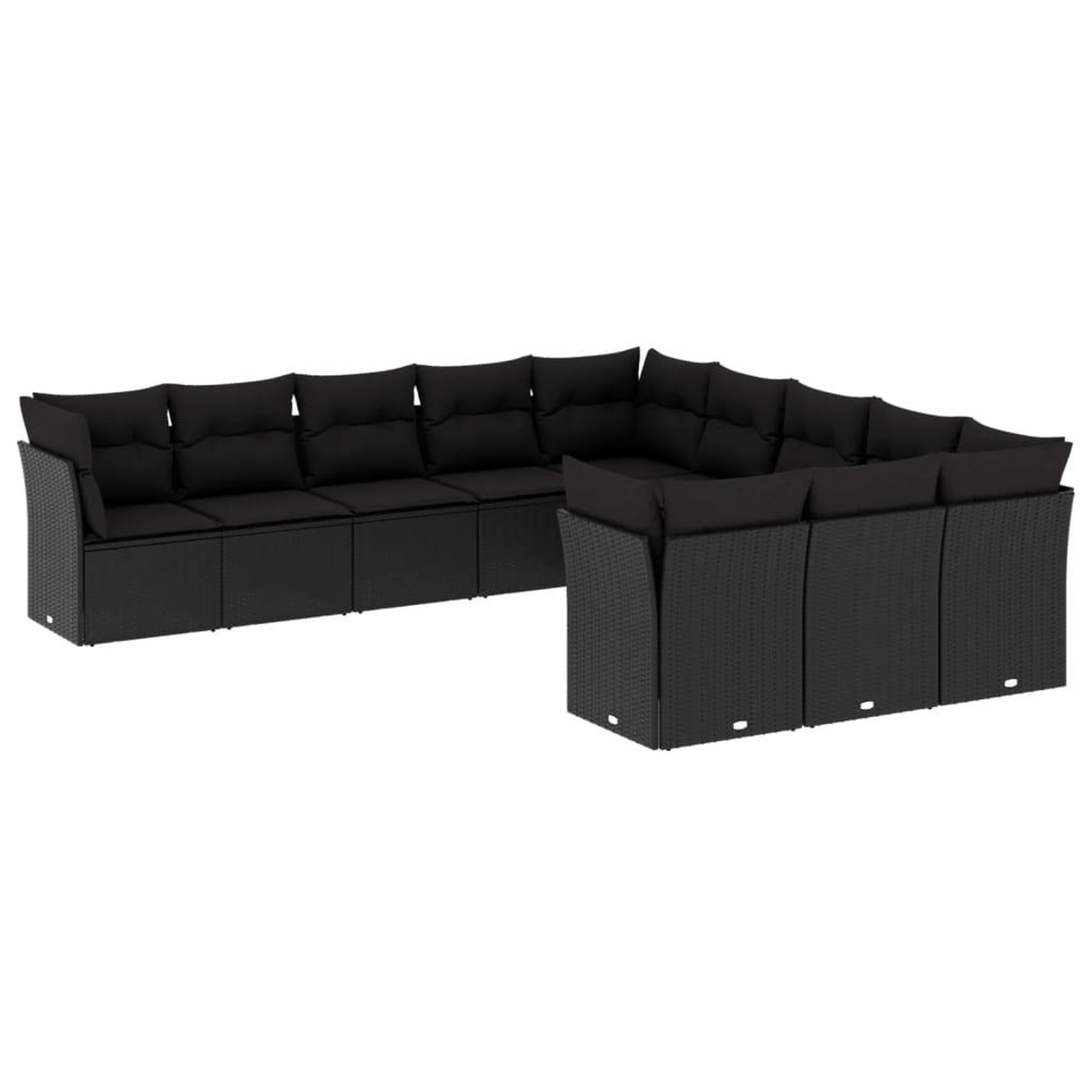 Voir la diapositive 2 : VIDAXL Salon de jardin 11 pcs avec coussins noir resine tressee