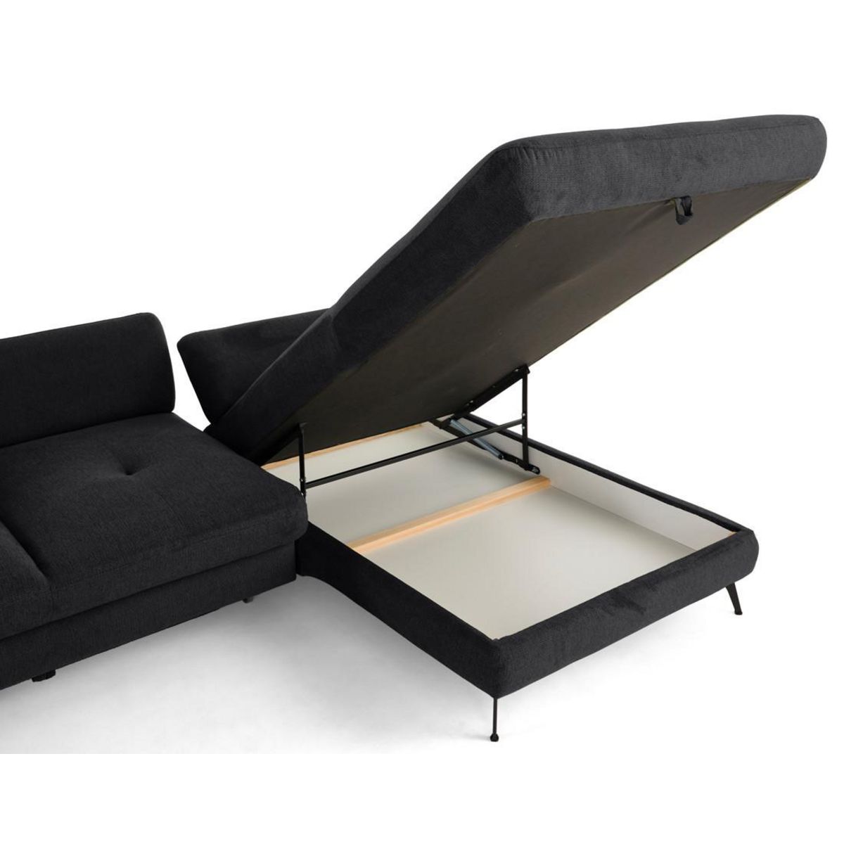 LISA DESIGN Ninon - canapé d'angle droit 4 places convertible avec coffre en tissu texturé