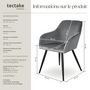 Voir la diapositive 6 : tectake Chaise style scandinave rembourrée aspect velours gris/noir Lot de 2