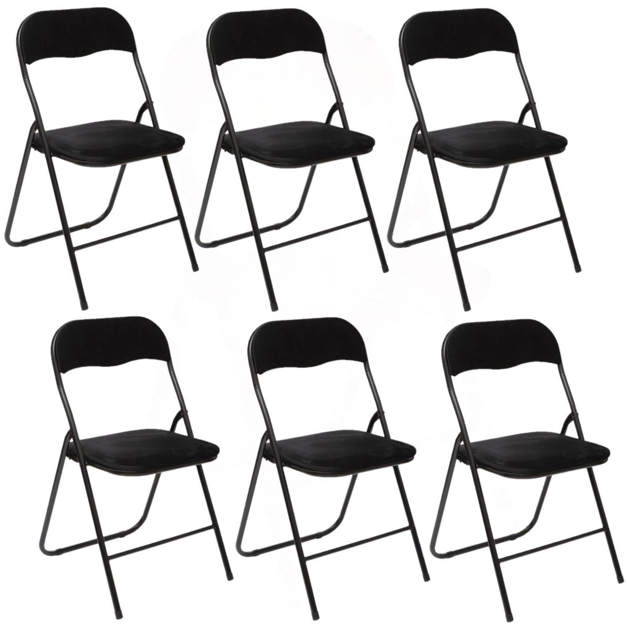 TOILINUX Lot de 6 chaises pliantes effet velours. Coloris disponibles : Noir, Jaune