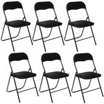 TOILINUX Lot de 6 Chaises pliantes effet velours. Coloris disponibles : Jaune, Noir