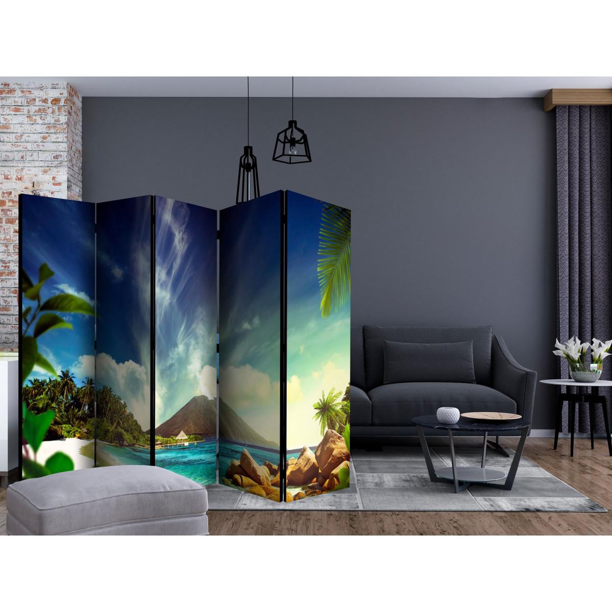 Voir la diapositive 2 : Paris Prix Paravent 5 volets  dormant volcano  172x225cm