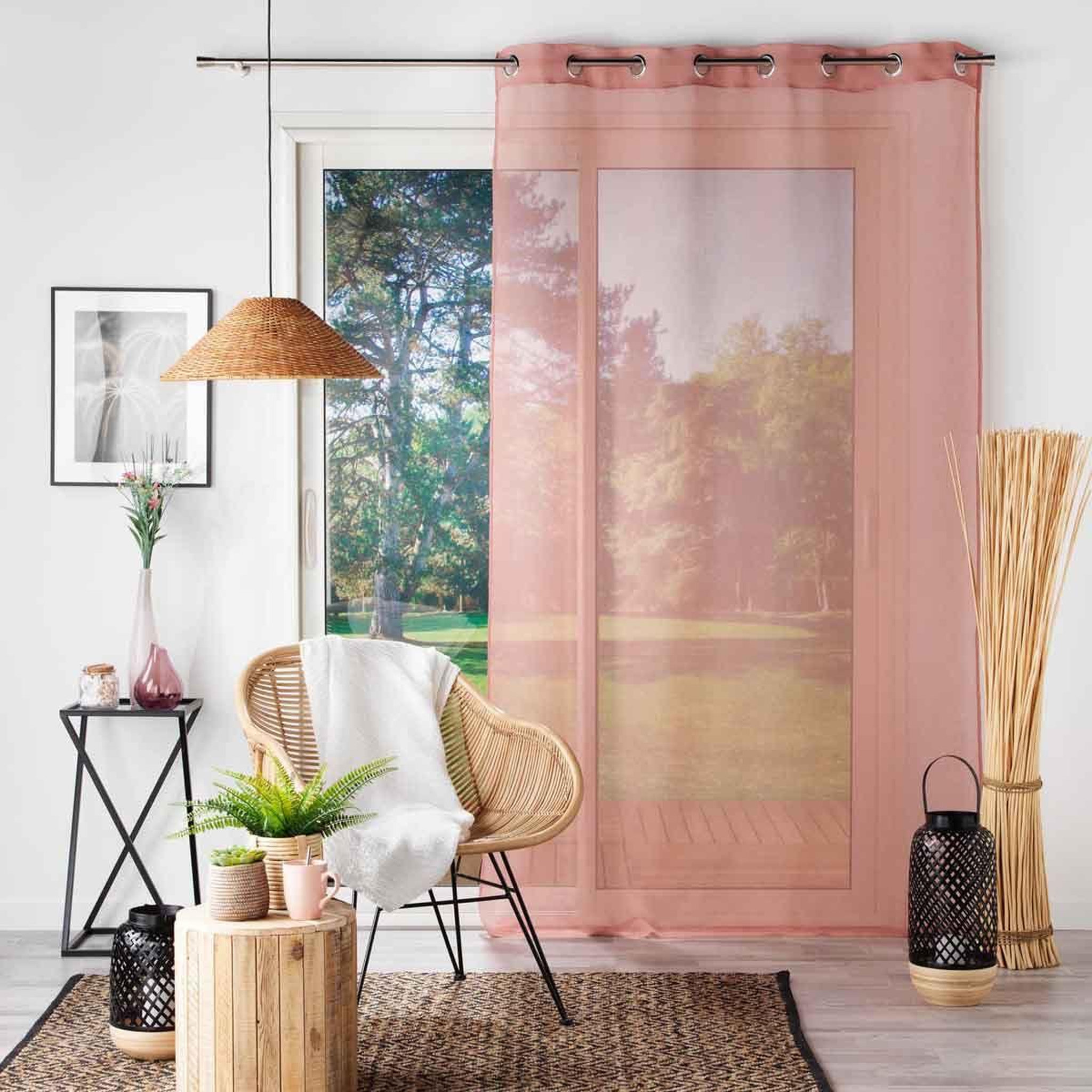 Voir la diapositive 3 : Douceur d'Intérieur Rideau Voilage à Œillets  Sandra  140x180cm Rose