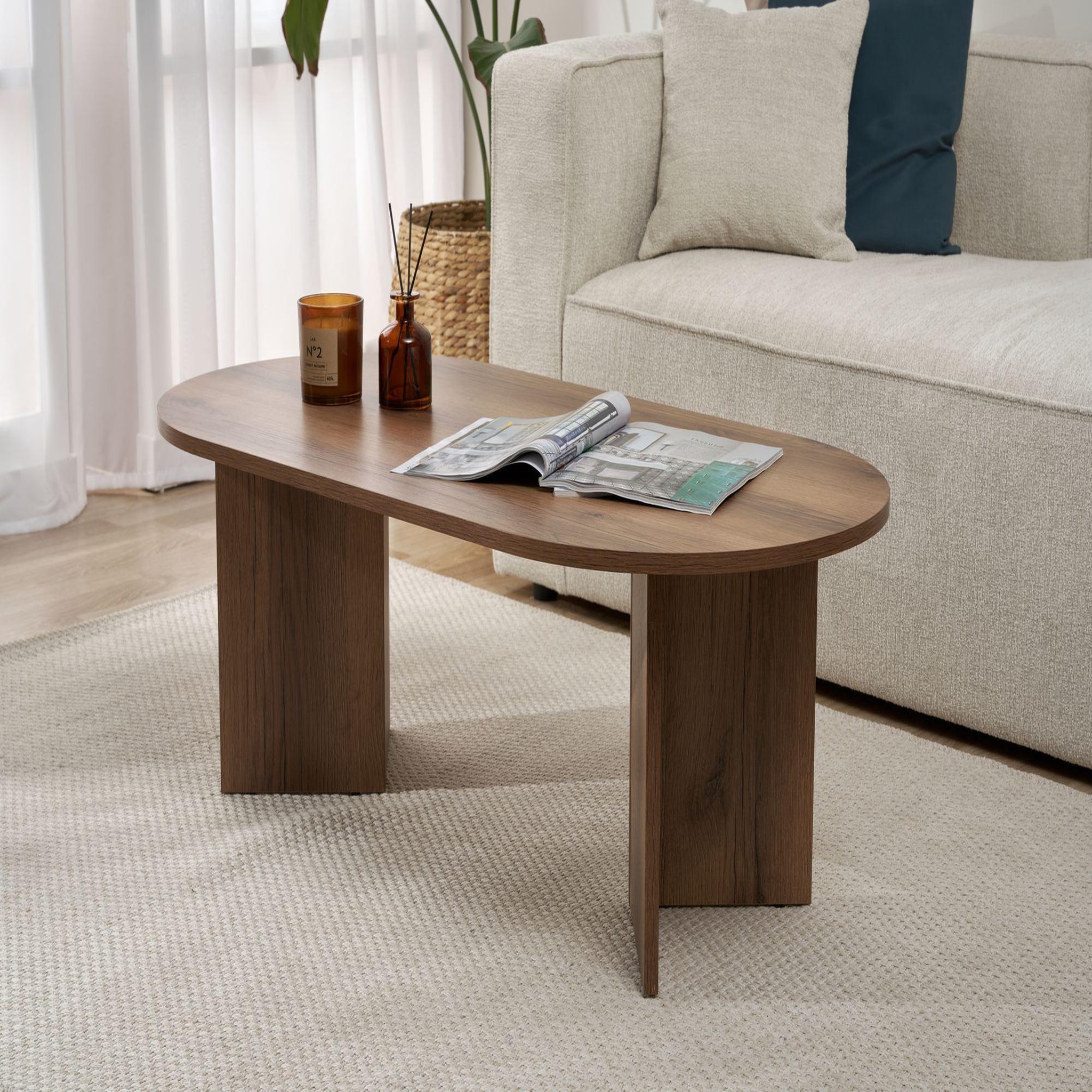 Voir la diapositive 2 : Habitat et Jardin Table basse en bois  sable  - 60 x 119 x 40 cm - noyer