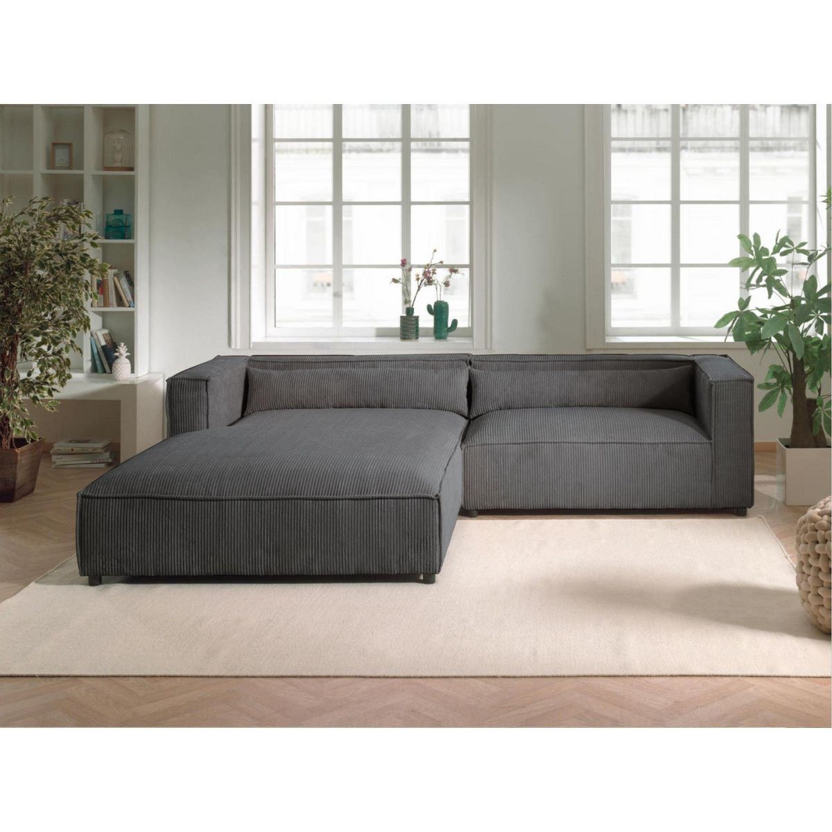 LISA DESIGN Ela - canapé d'angle gauche 4 places - en velours côtelé - style contemporain