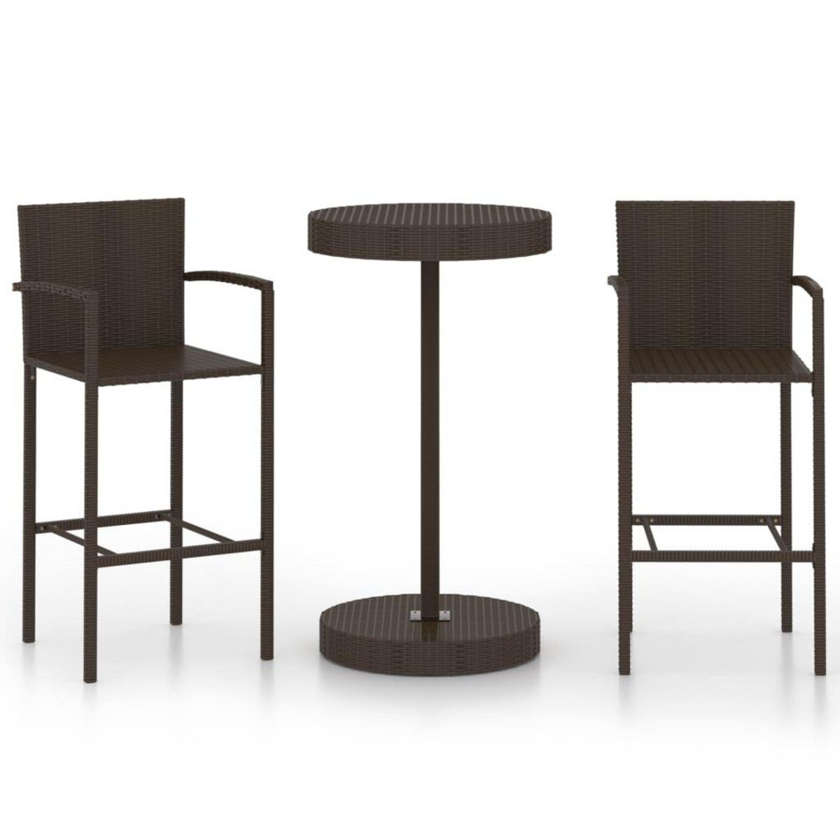VIDAXL Ensemble de bar de jardin 3 pcs Resine tressee Marron