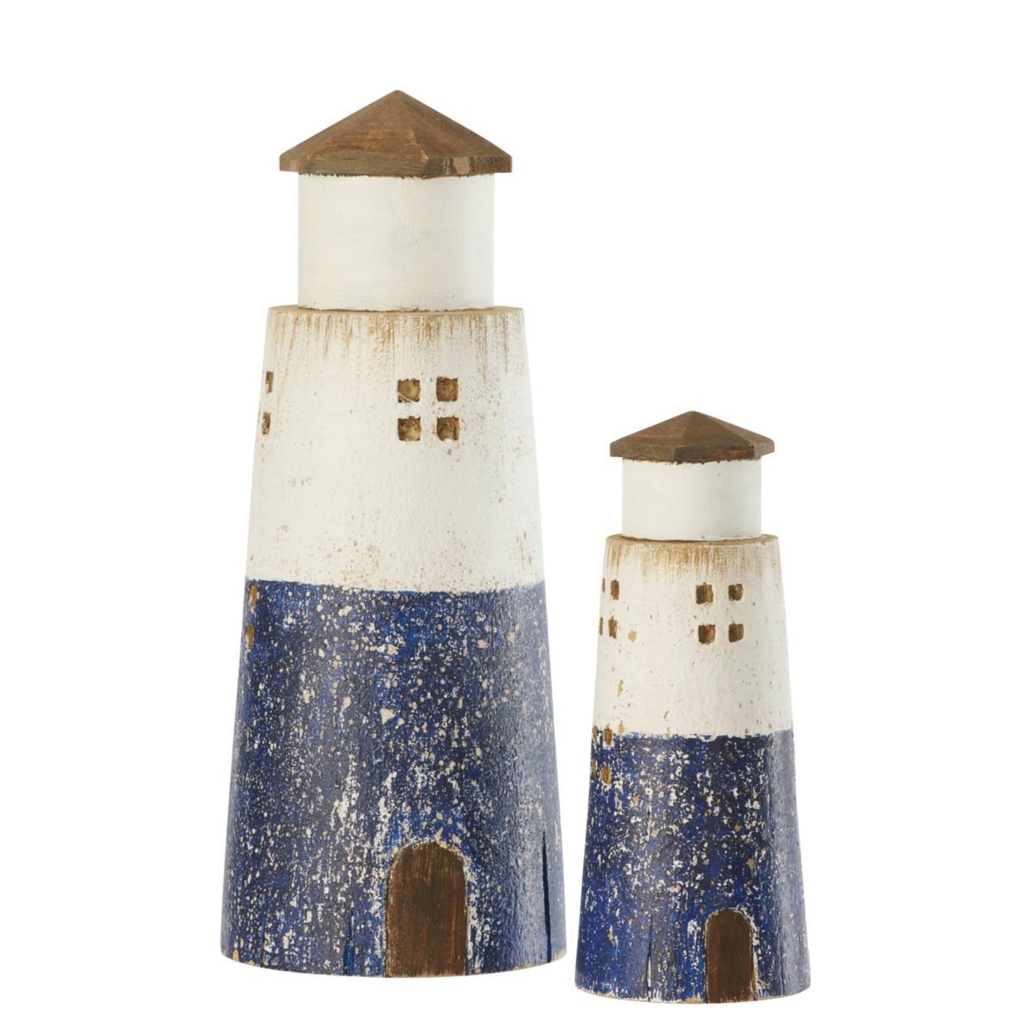 Voir la diapositive 2 : J-LINE Phare déco vintage en bois  bréhat  30cm bleu foncé
