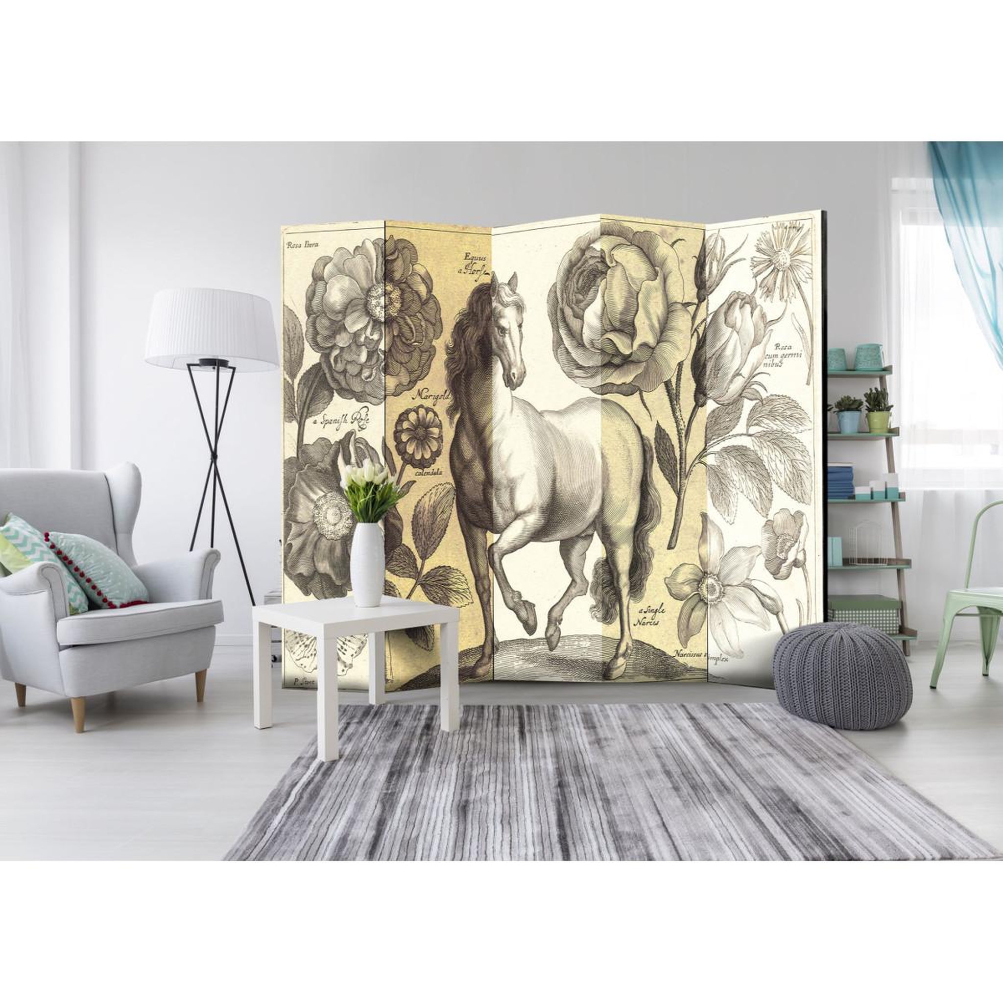 Voir la diapositive 2 : Paris Prix Paravent 5 volets  horse  172x225cm
