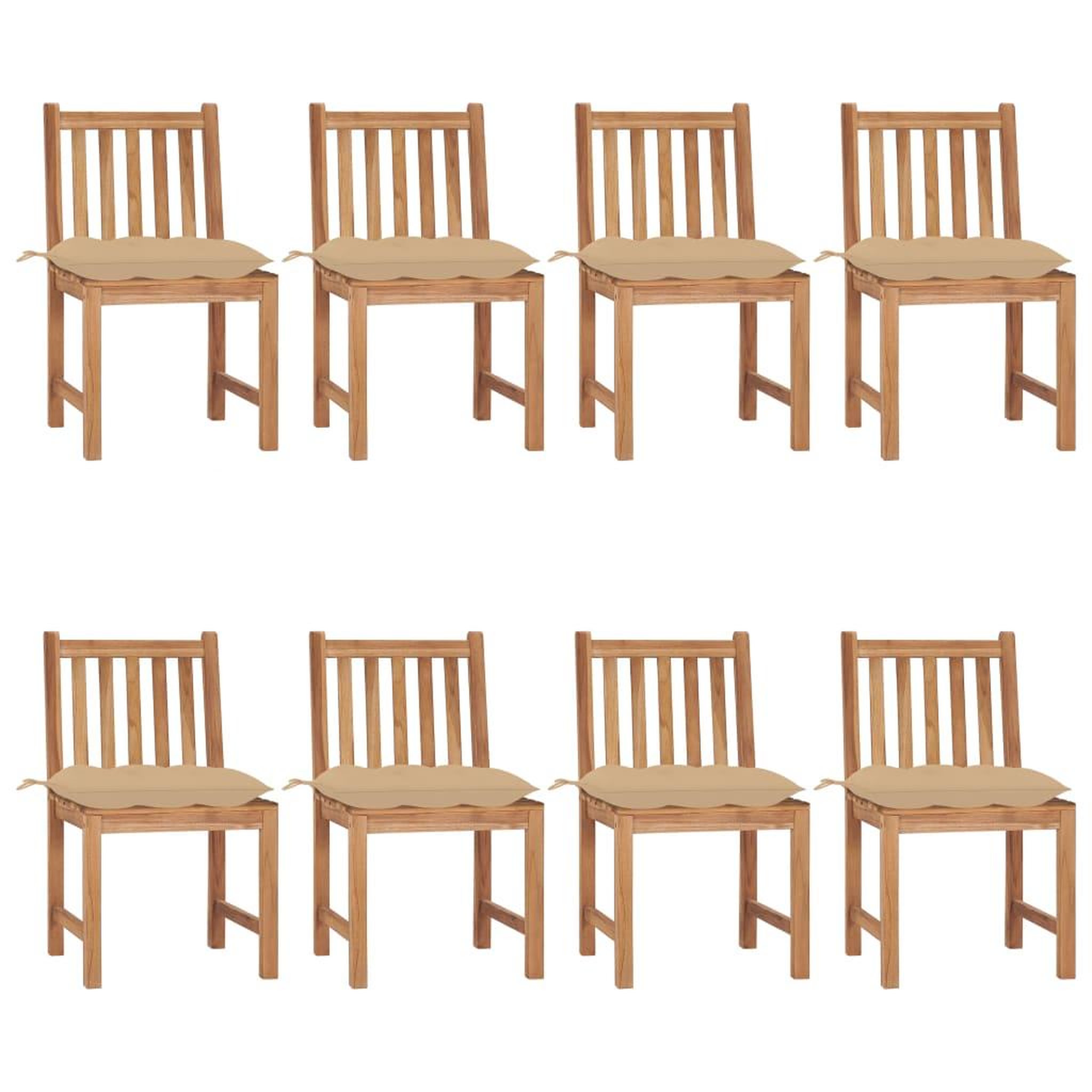 Voir la diapositive 1 : VIDAXL Chaises de jardin lot de 8 avec coussins Bois de teck massif