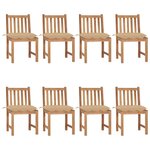 VIDAXL Chaises de jardin lot de 8 avec coussins Bois de teck massif