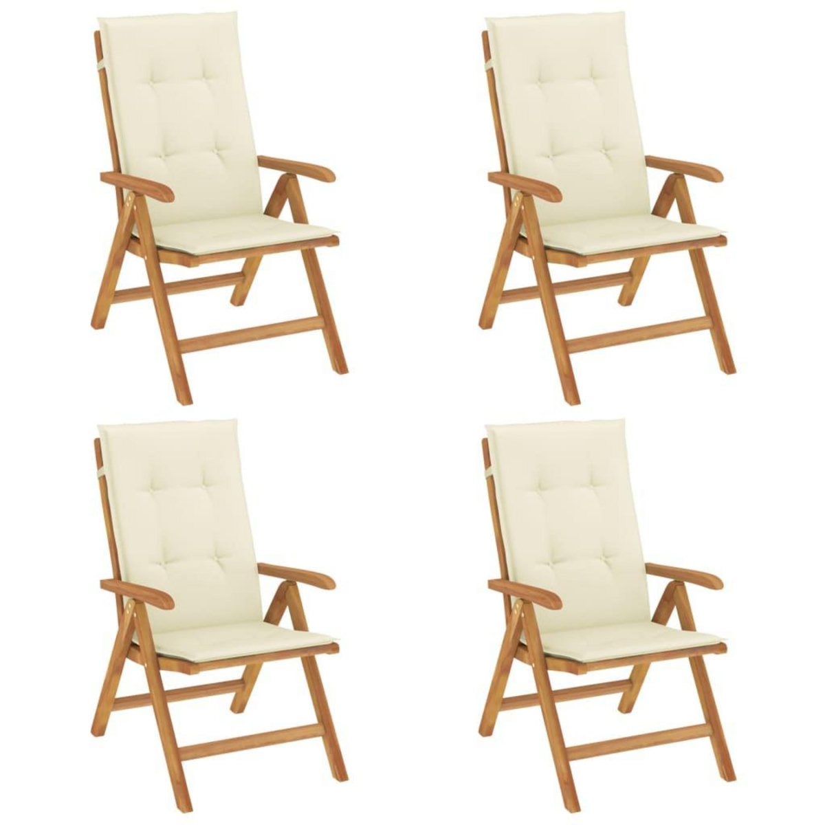 VIDAXL Chaises de jardin inclinables lot de 4 et coussins bois teck