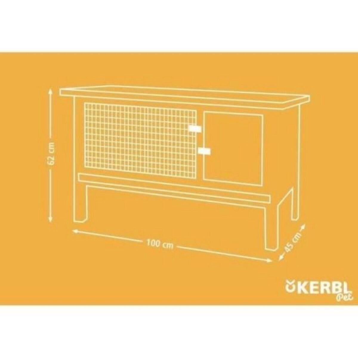 KERBL Clapier d'extérieur - KERBL - FRED - 100x45x62 cm - Bois - Abri sécurisé pour rongeurs