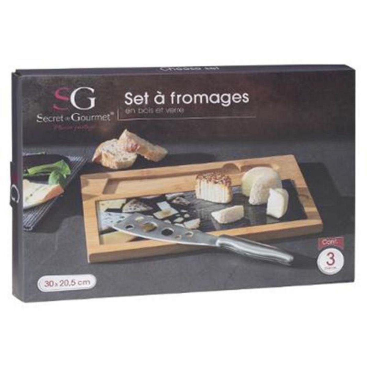 SECRET DE GOURMET Kit 3 Pièces en Bambou  Fromages  30cm Naturel