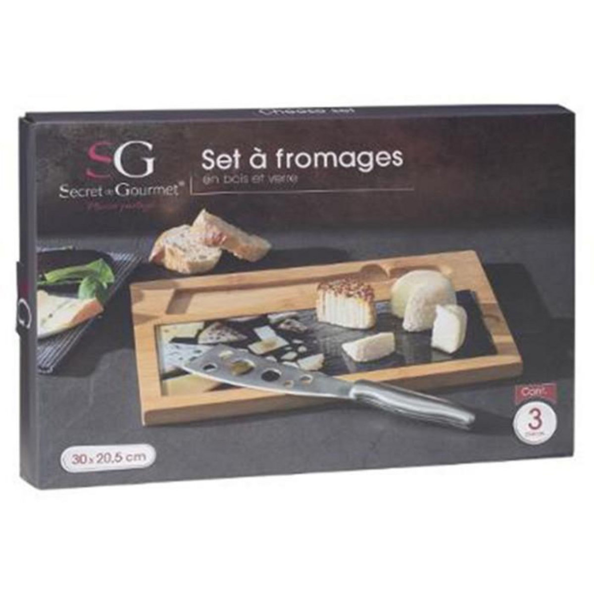 SECRET DE GOURMET Kit 3 Pièces en Bambou  Fromages  30cm Naturel