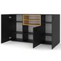 Voir la diapositive 2 : BEST MOBILIER Leolio - buffet bas - noir et effet bois - 151 cm