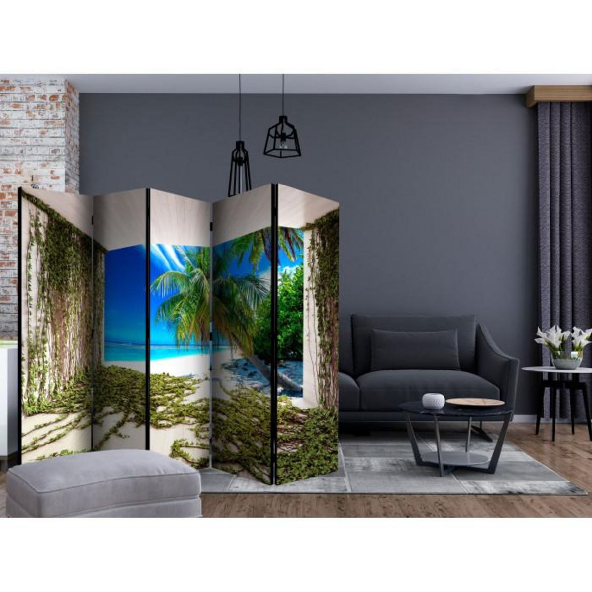 Paris Prix Paravent 5 Volets  Beach & Ivy  172x225cm