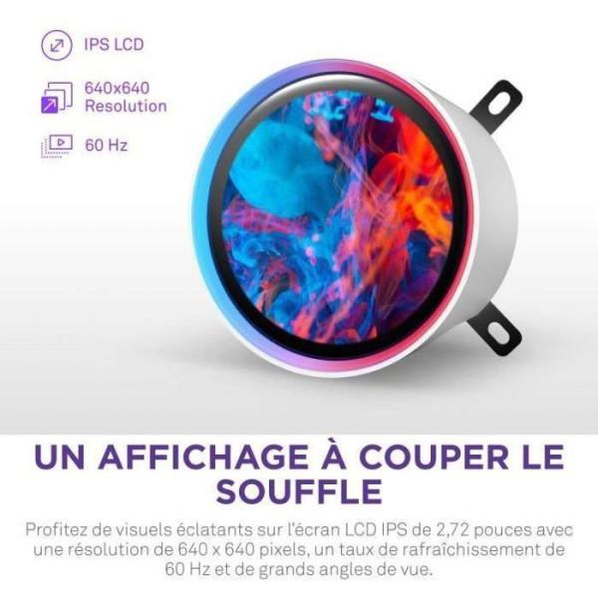 Voir la diapositive 4 : NZXT Watercooling - nzxt - rl-kr42e-w2 - kraken elite 420 rgb - écran 2.72, panneau rgb personnalisable et ventilateurs rgb - blanc