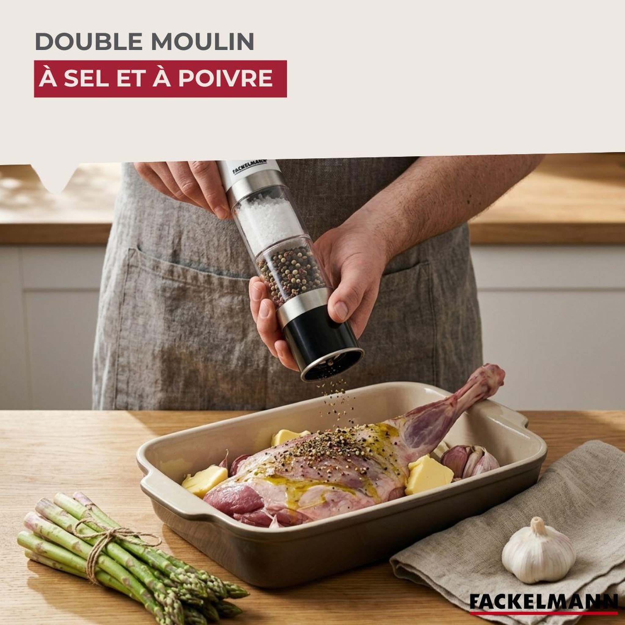 Voir la diapositive 2 : Fackelmann Moulin 2 en 1 à sel et à poivre fackelmann