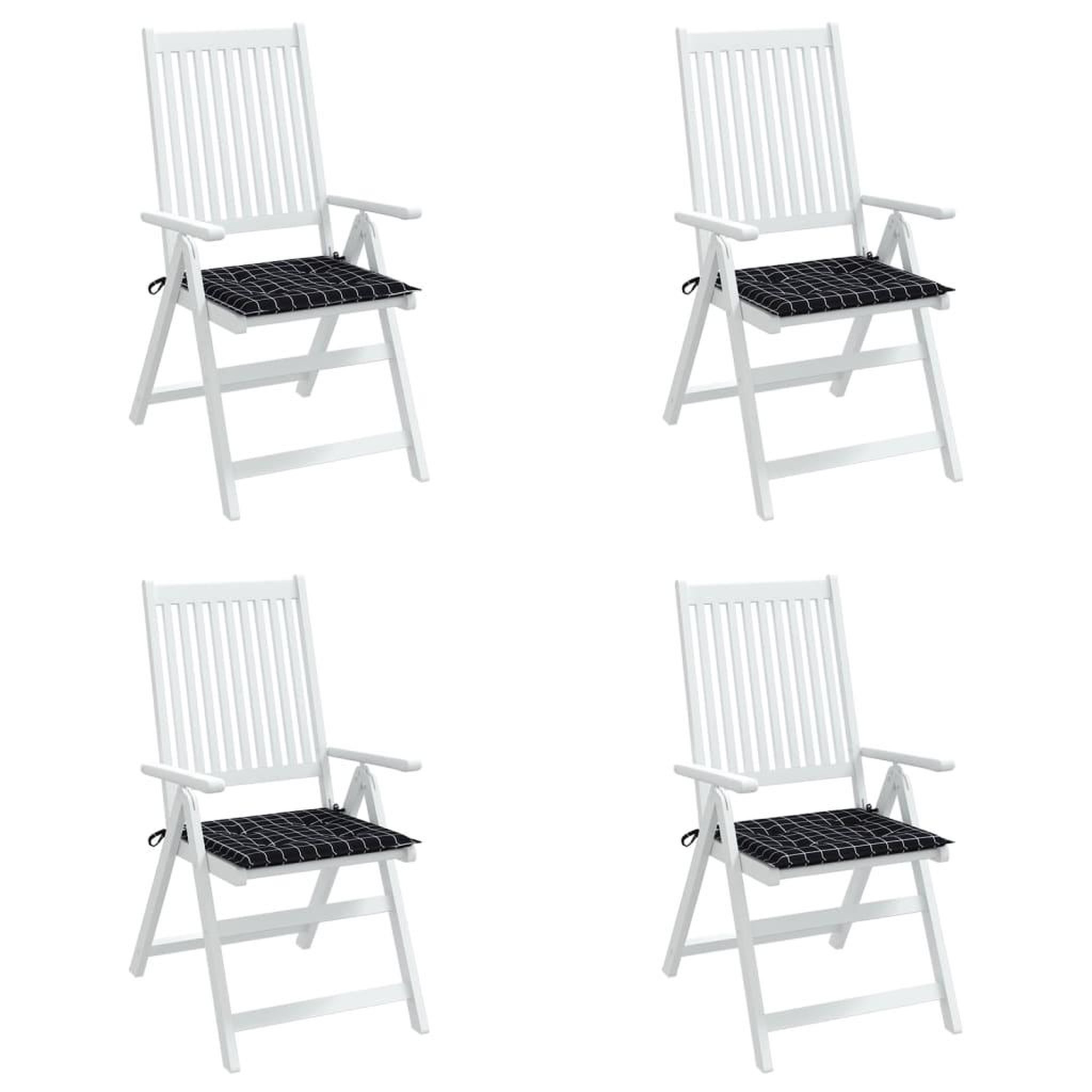 Voir la diapositive 4 : VIDAXL Coussins de chaise de jardin lot de 4 motif a carreaux noir