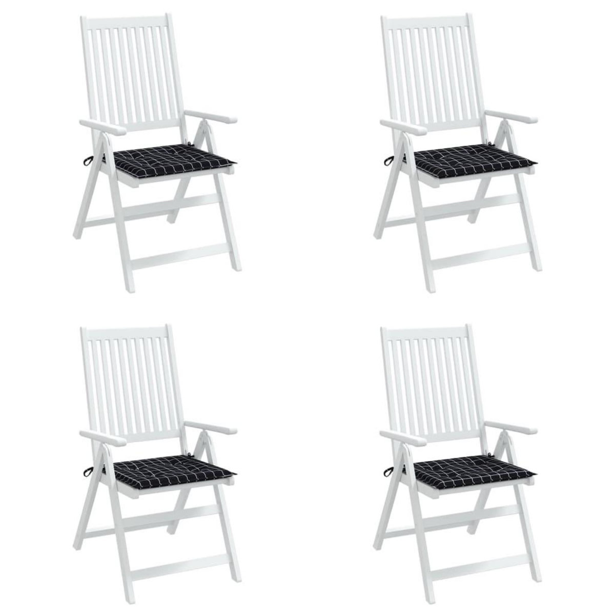 VIDAXL Coussins de chaise de jardin lot de 4 motif a carreaux noir