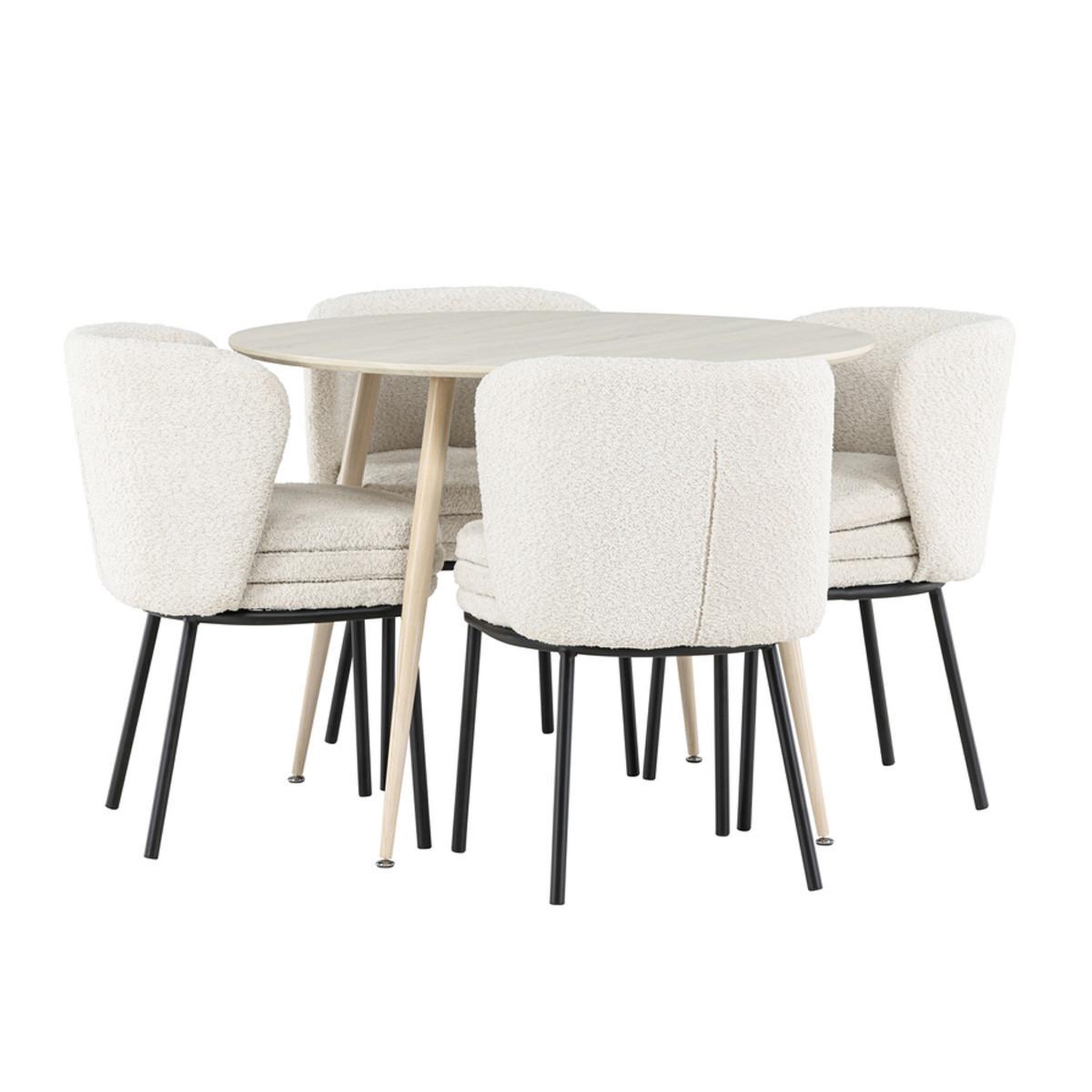 Paris Prix Ensemble table à manger & 4 chaises  plaza & agnes  100cm naturel & blanc