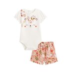 Petit Béguin Ensemble body bébé et short en gaze de coton Mindanao. Coloris disponibles : Rose