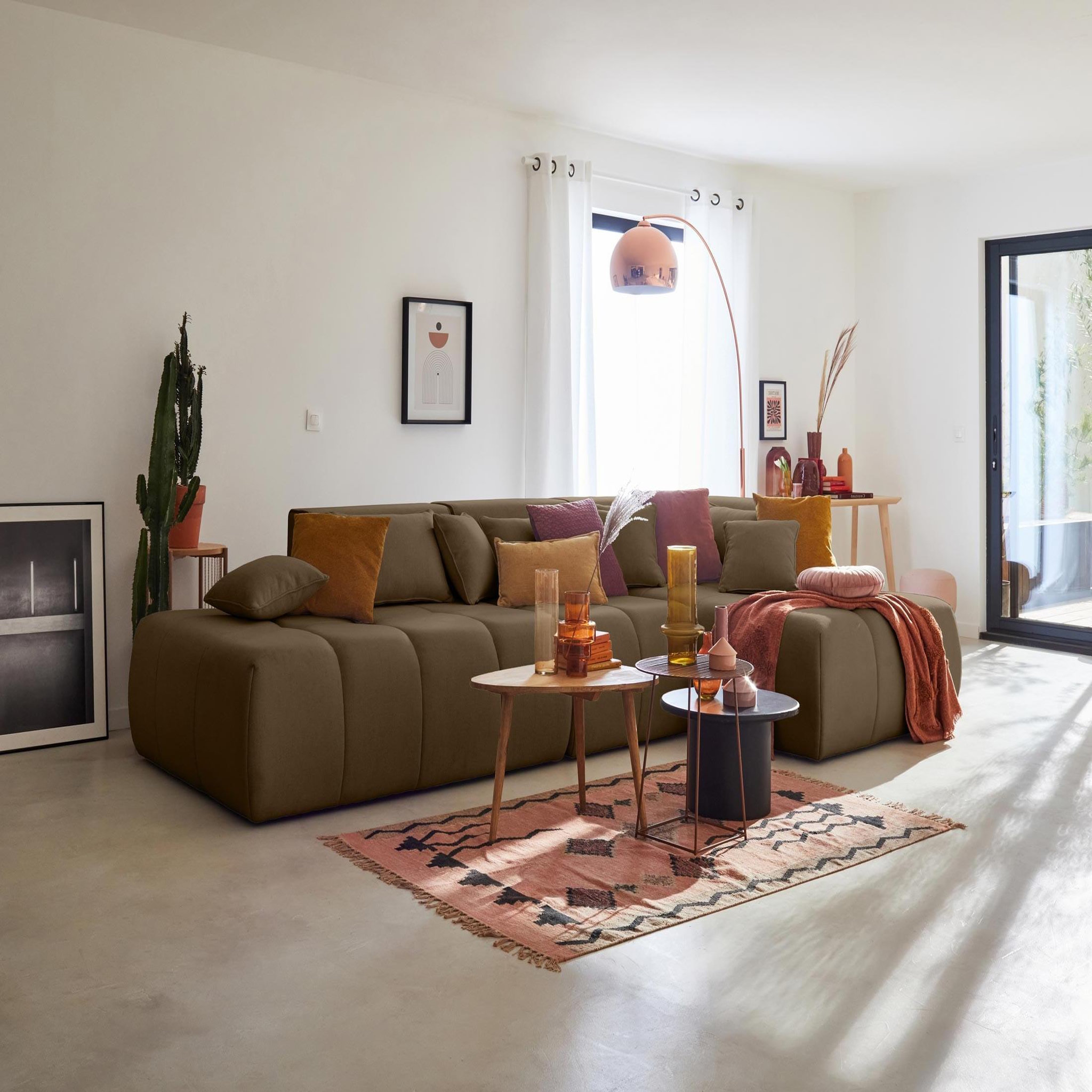 Voir la diapositive 2 : LISA DESIGN Caracas - canapé modulable d'angle droit - 5 places - en tissu