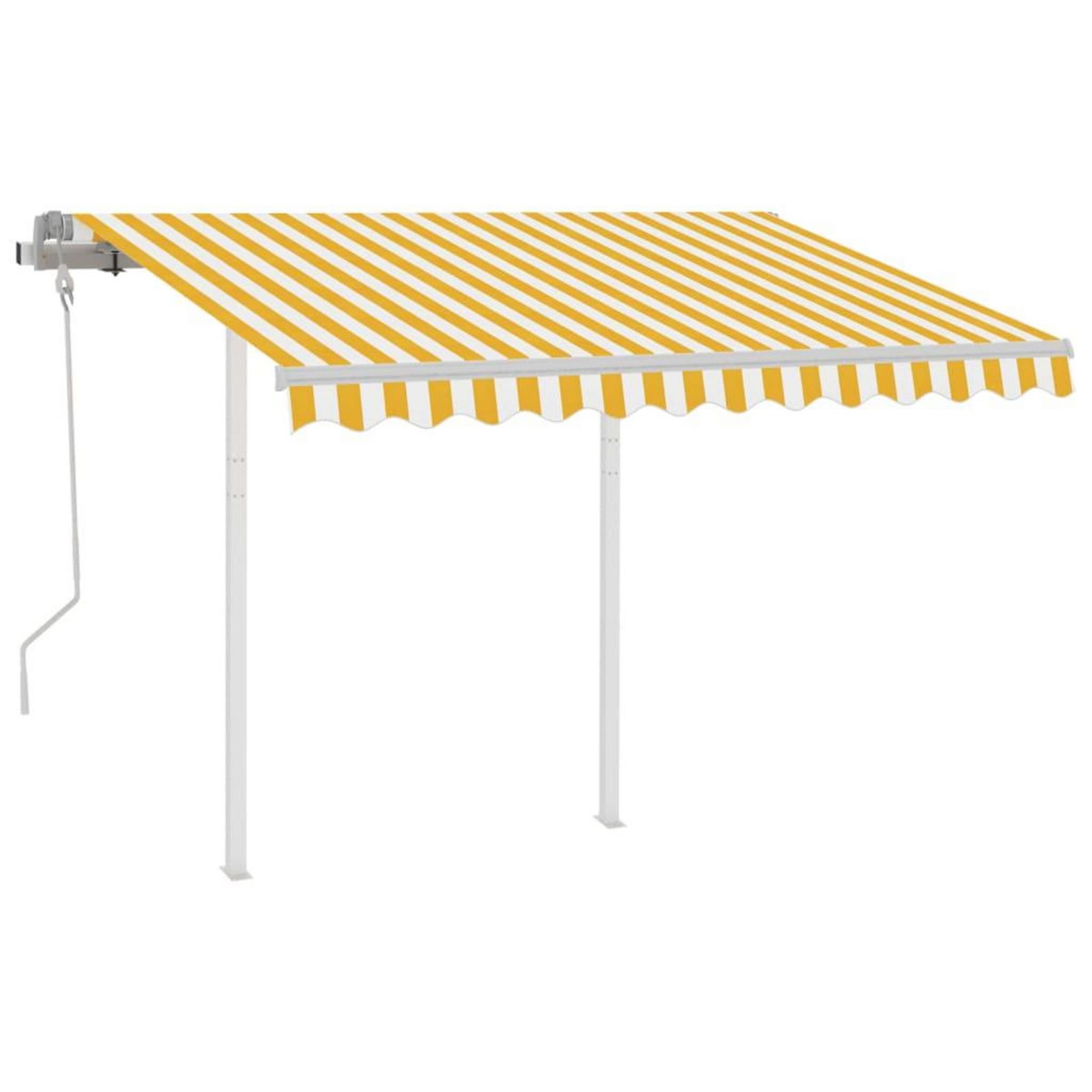 VIDAXL Auvent manuel retractable avec poteaux 3x2,5 m Jaune et blanc