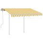 Voir la diapositive 2 : VIDAXL Auvent manuel retractable avec poteaux 3x2,5 m Jaune et blanc