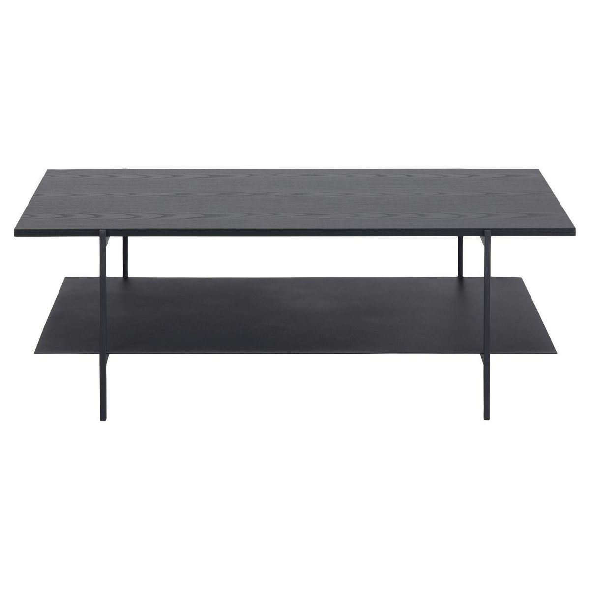 TOILINUX Table basse 2 niveaux en mélaminé et Métal - L. 115 cm x H. 40 cm - Noir