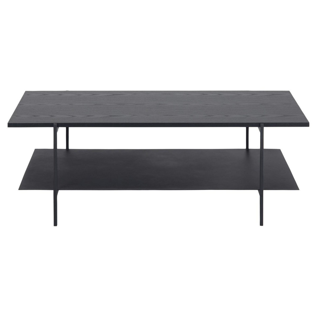 TOILINUX Table basse 2 niveaux en mélaminé et Métal - L. 115 cm x H. 40 cm - Noir