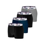 FILA Lot de 4 Boxers coton homme FU5016 Uni. Coloris disponibles : Gris