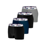 FILA Lot de 4 Boxers coton homme FU5016 Uni. Coloris disponibles : Gris