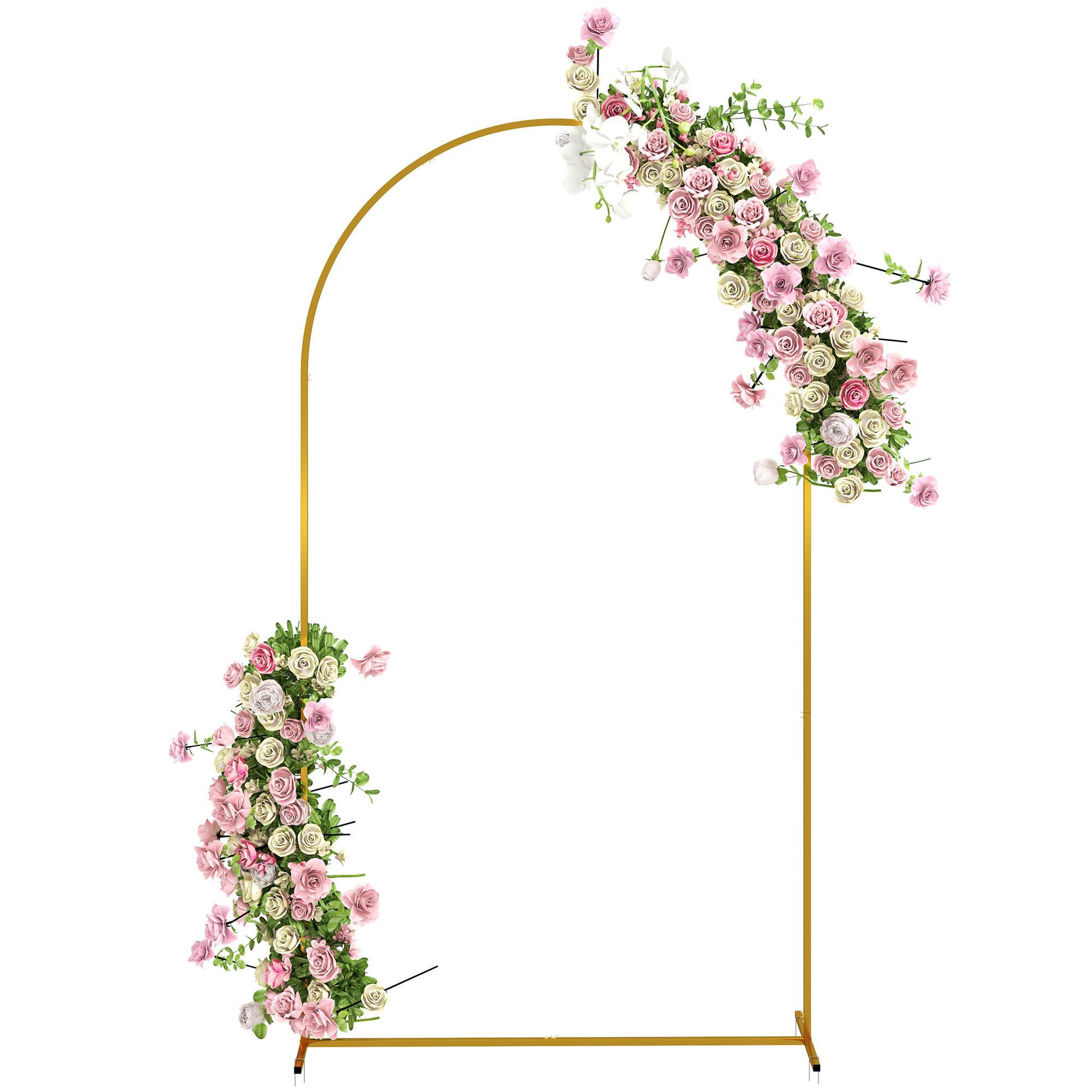 Voir la diapositive 4 : OUTSUNNY Arche décorative - arche de mariage - arche de ballon - dim. 120L x 40l x 220H cm - métal doré