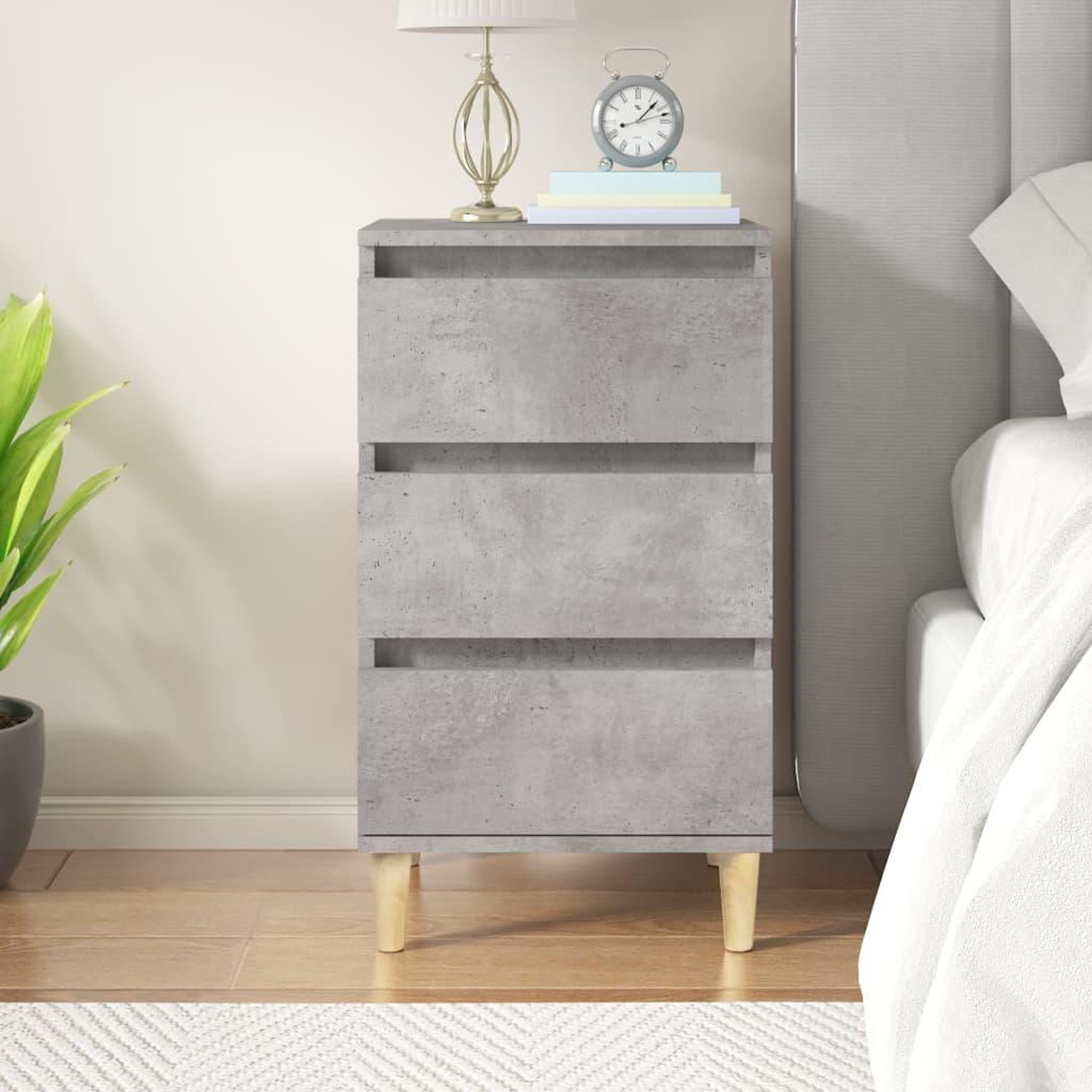 Voir la diapositive 1 : VIDAXL Table de chevet gris beton 40x35x70 cm bois d'ingenierie