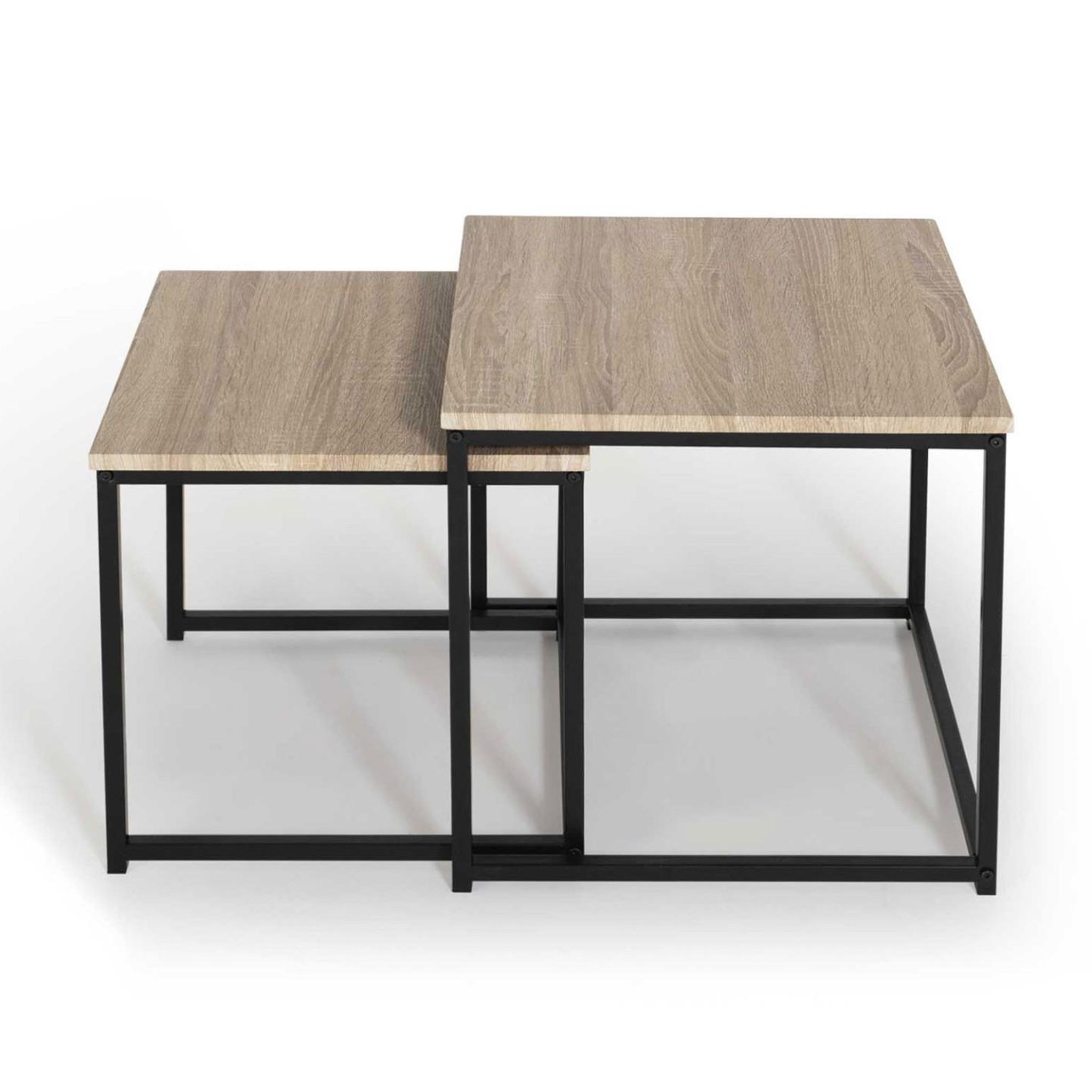 ID MARKET Lot de 2 tables basses gigognes detroit 40/45 design industriel