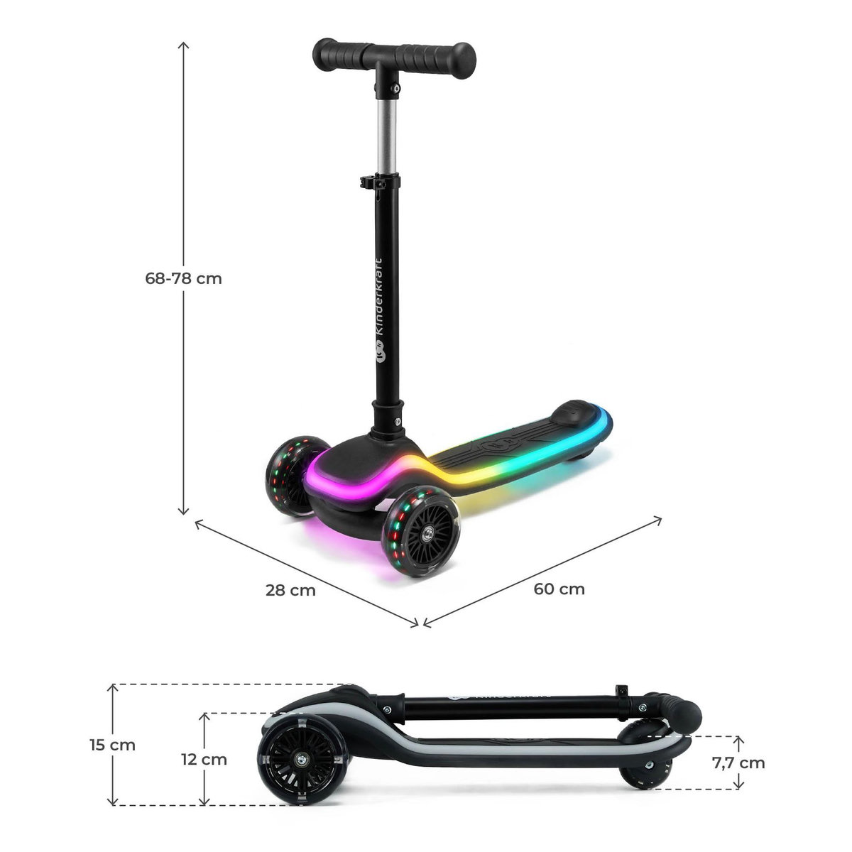 KINDERKRAFT Trottinette 3 roues led pour enfant