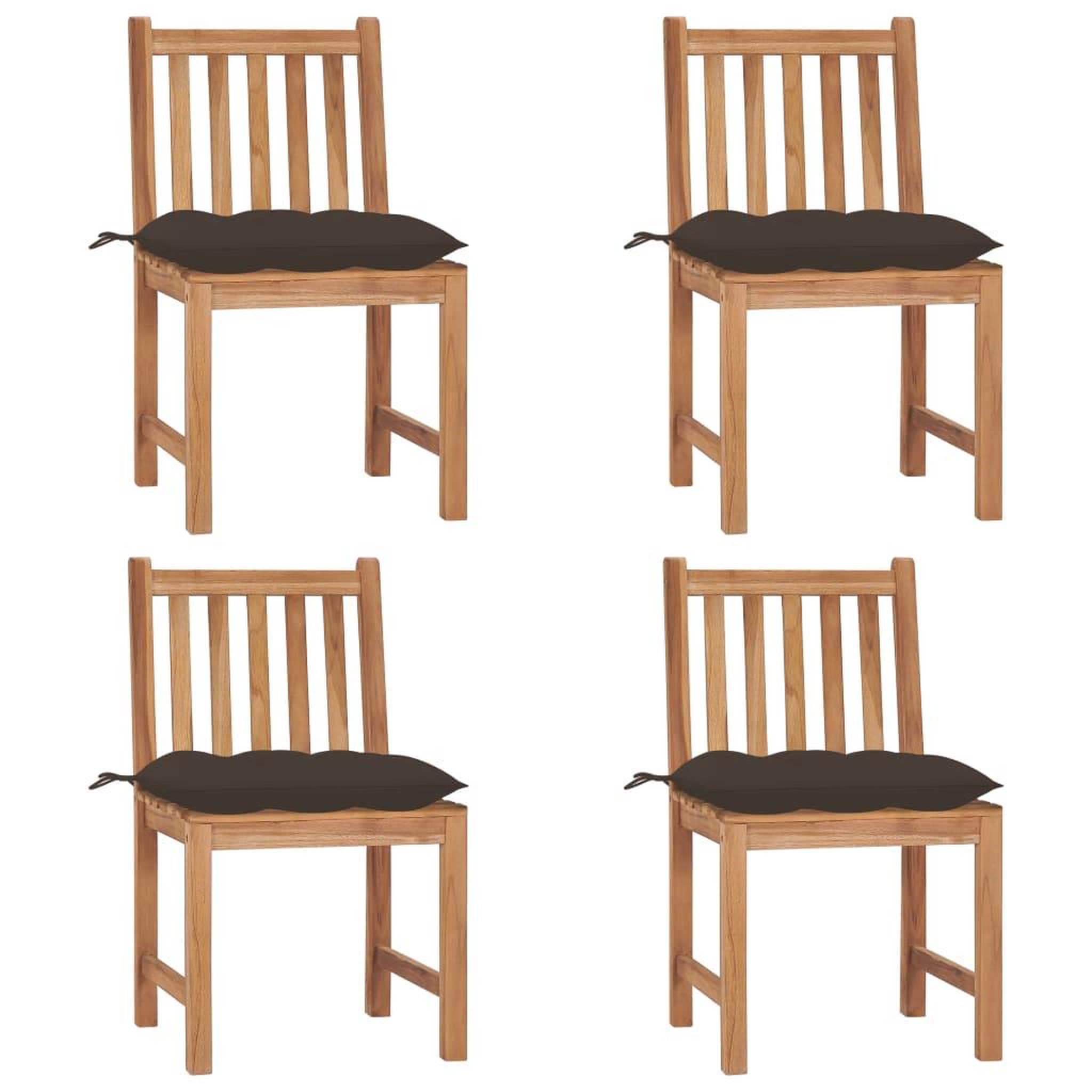 Voir la diapositive 1 : VIDAXL Chaises de jardin lot de 4 avec coussins Bois de teck massif