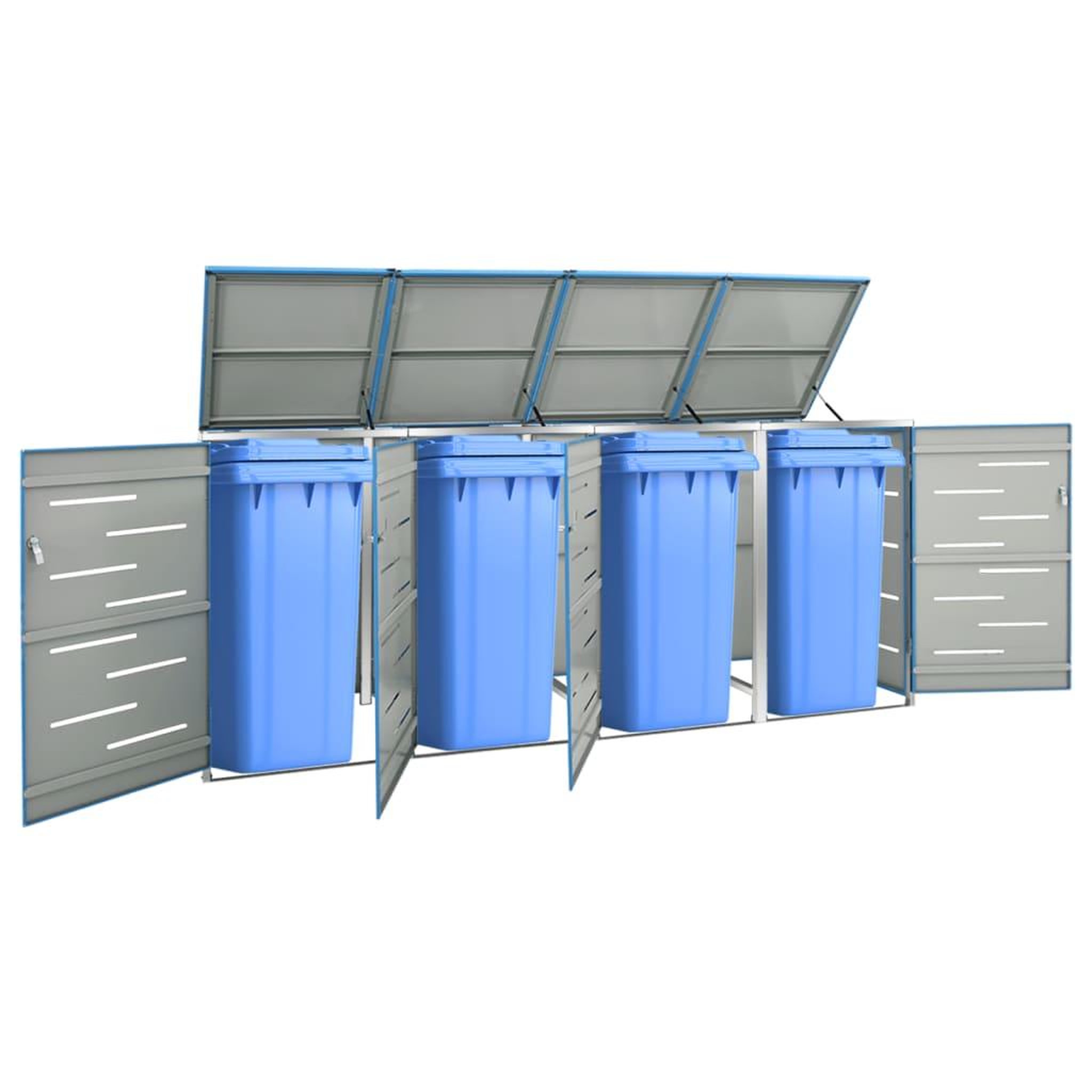 Voir la diapositive 1 : VIDAXL Abri pour quatre poubelles 276,5x77,5x112,5 cm Inox